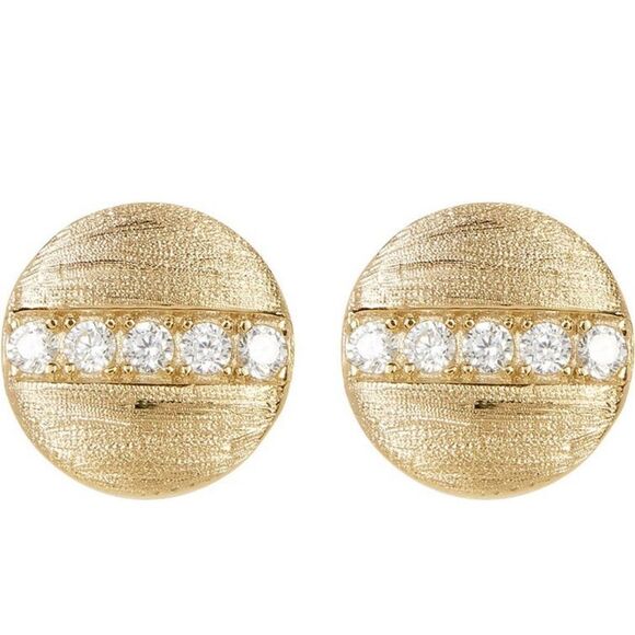 💼Adornia 14k Gold Plated Swarovski Crystal Coin Stud Earrings NWT Pierced - Picture 2 of 11